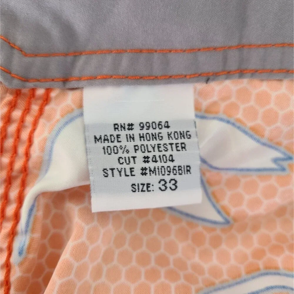 Billabong Y2K US Men's Size 33 Orange Hibiscus Aloha Board Shorts 9